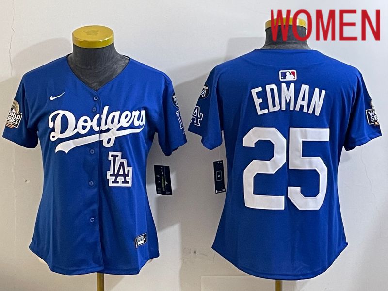 Women Los Angeles Dodgers #25 Edman Blue Game 2024 Nike MLB Jersey style 11219->women mlb jersey->Women Jersey